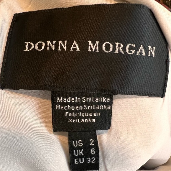 DONNA Morgan Long Sleeve Blue, Brown, and Cream Circle Print Mini Dress - Size 2 - Picture 9 of 11